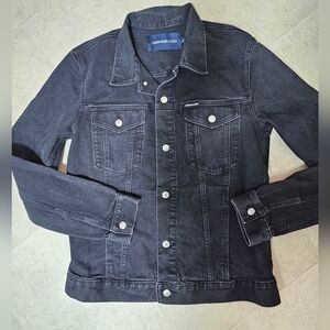Calvin Klein Jeans Men's Black Denim Trucker Jacket Size Med 36" Chest 24" Long